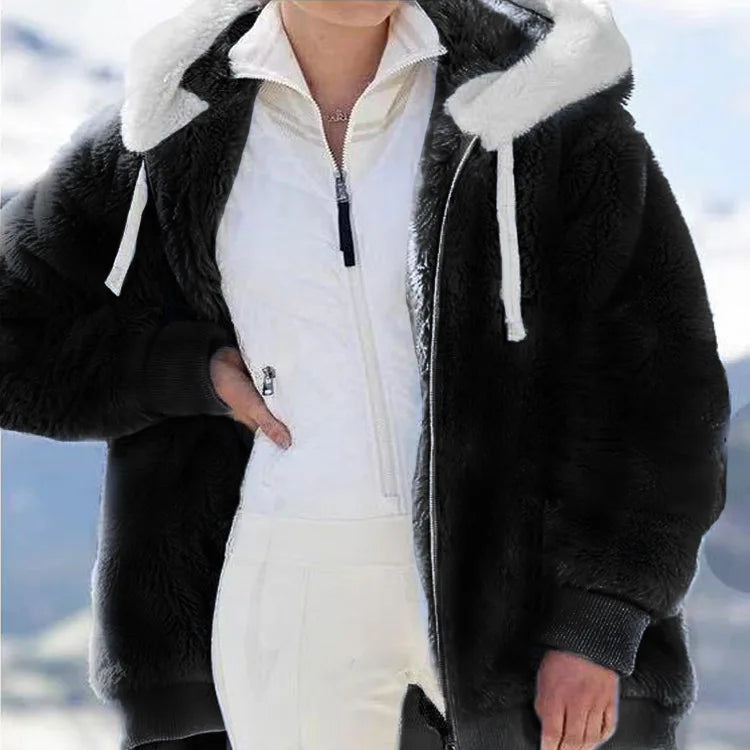 Women's Casual Hooded Fleece Coat