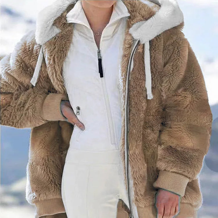 Women's Casual Hooded Fleece Coat