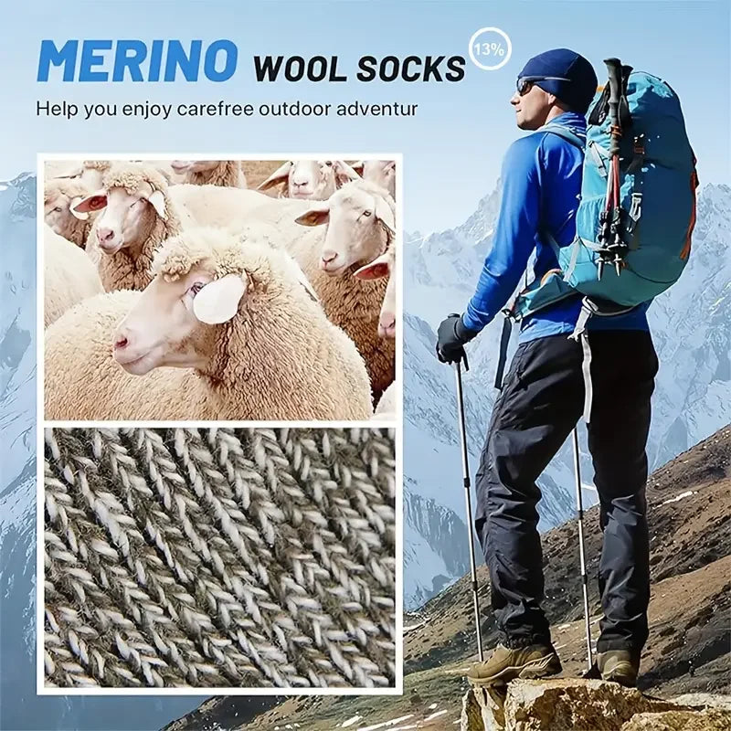 5 Pairs Merino Wool Thermal Hiking Socks