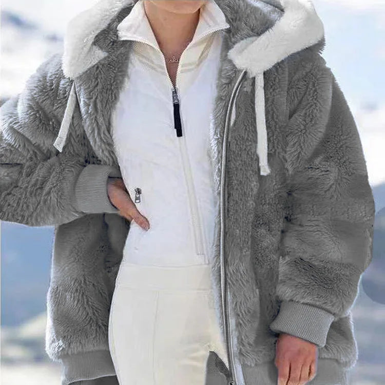 Women's Casual Hooded Fleece Coat