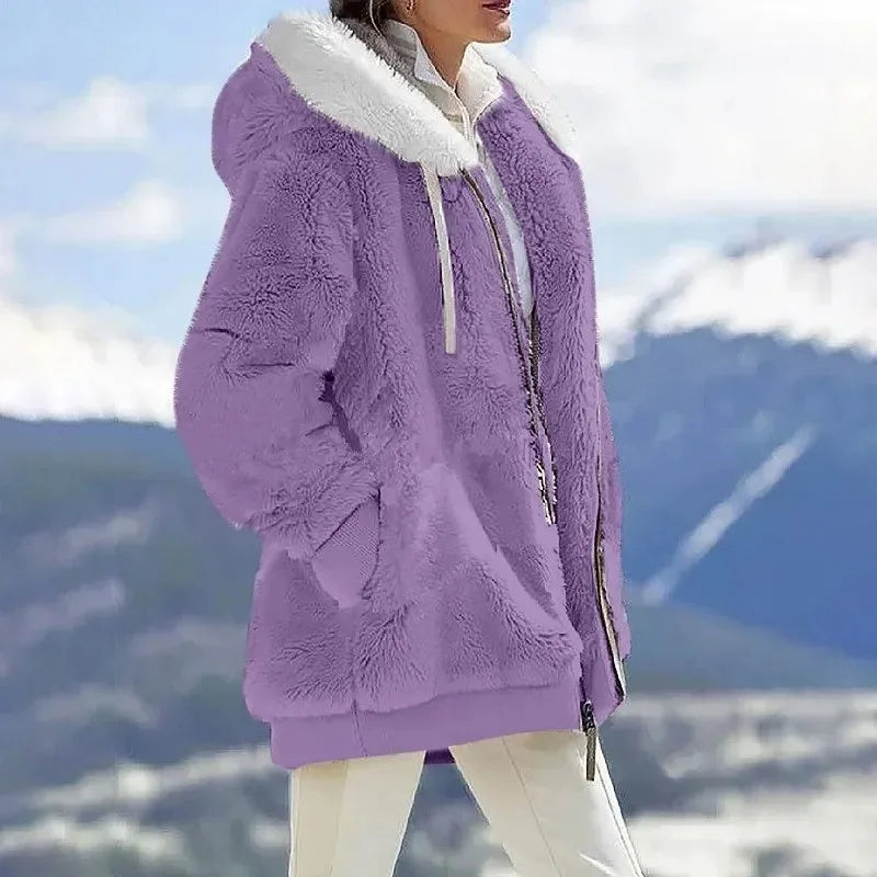 Women's Casual Hooded Fleece Coat