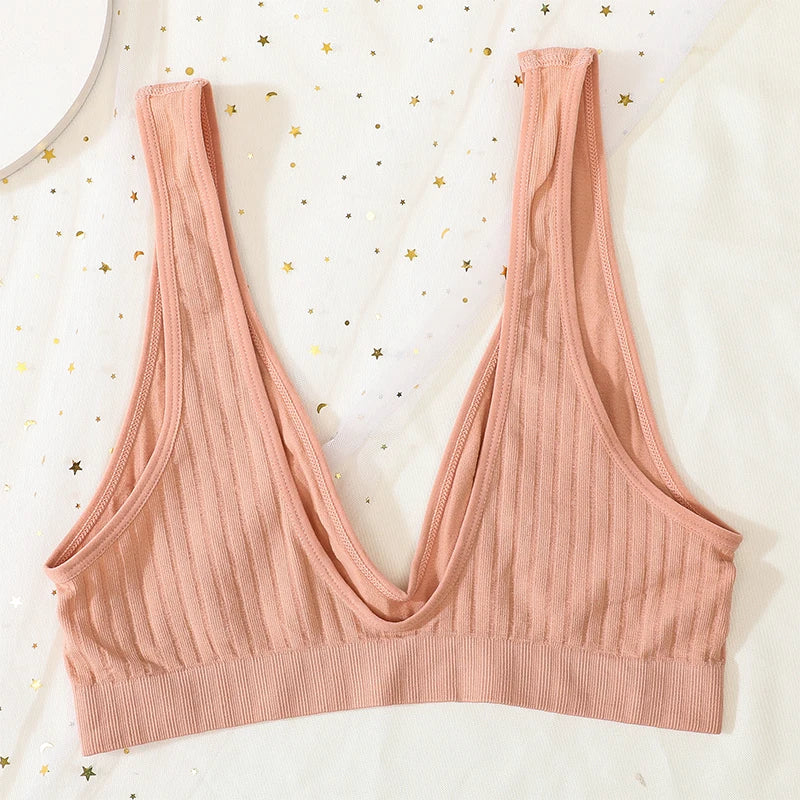 Deep V-Neck Seamless Push-Up Bra