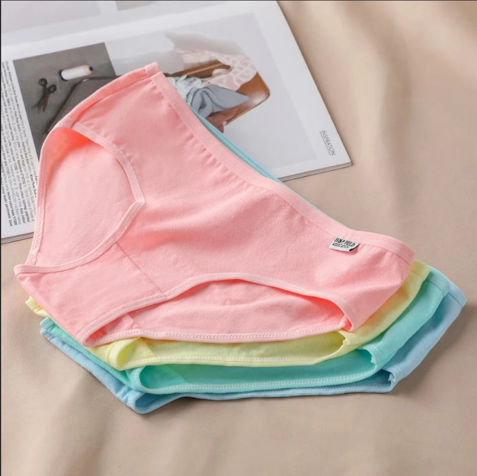 3Pc Set Candy Color Cotton Undergarments