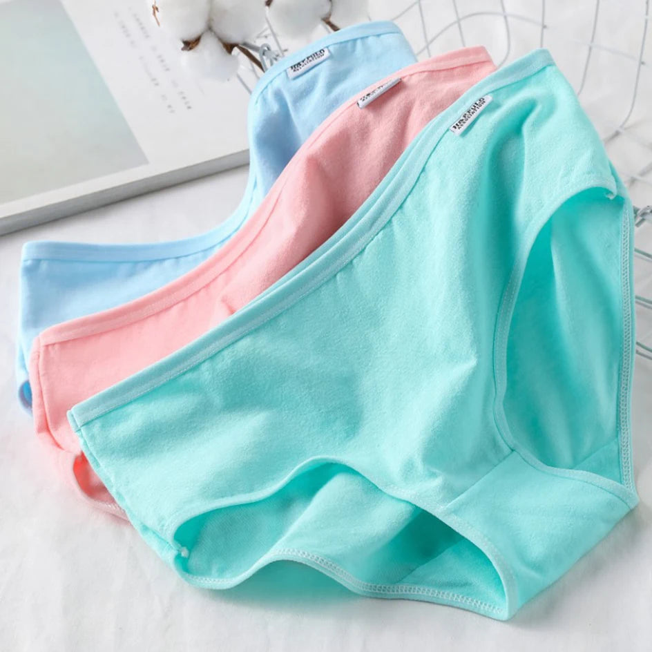 3Pc Set Candy Color Cotton Undergarments