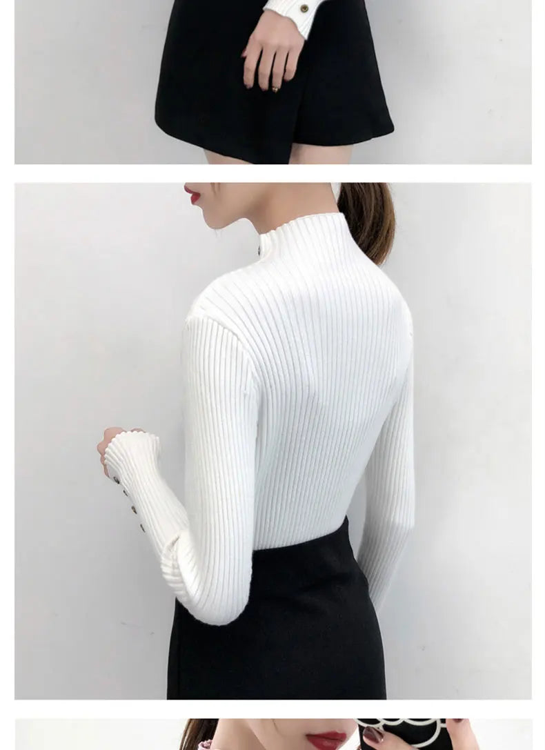 Women's Slim Fit Knitted Turtleneck Sweater