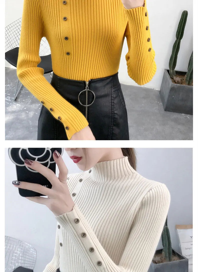 Women's Slim Fit Knitted Turtleneck Sweater