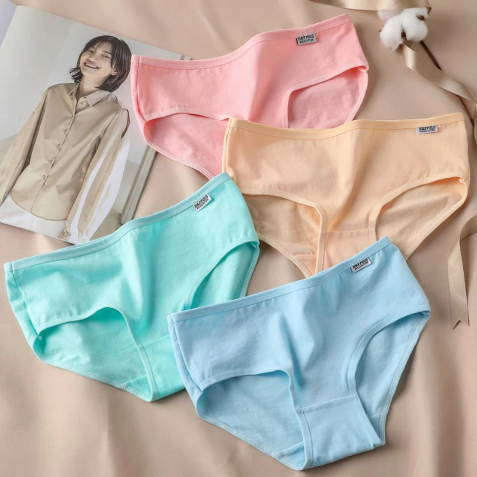 3Pc Set Candy Color Cotton Undergarments