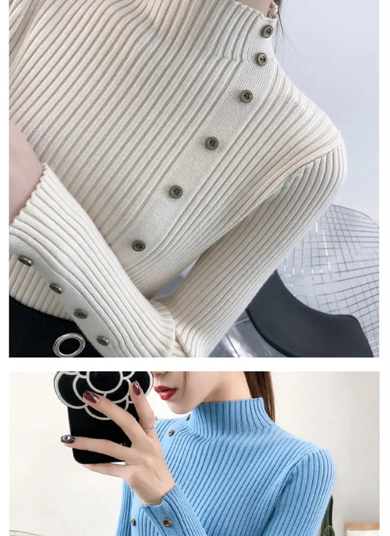 Women's Slim Fit Knitted Turtleneck Sweater