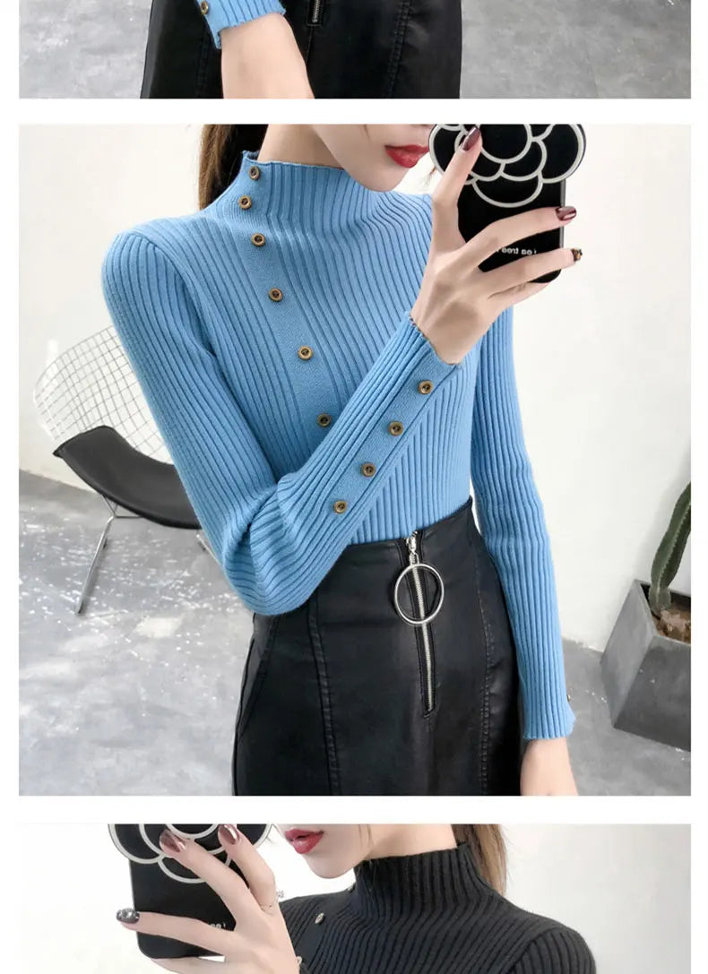 Women's Slim Fit Knitted Turtleneck Sweater