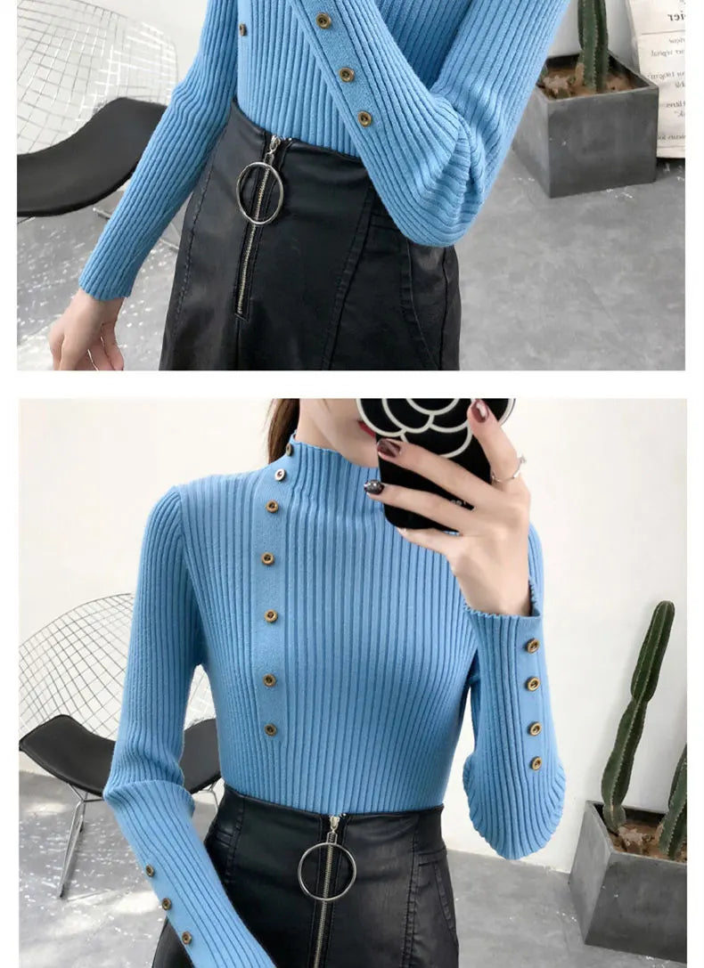 Women's Slim Fit Knitted Turtleneck Sweater