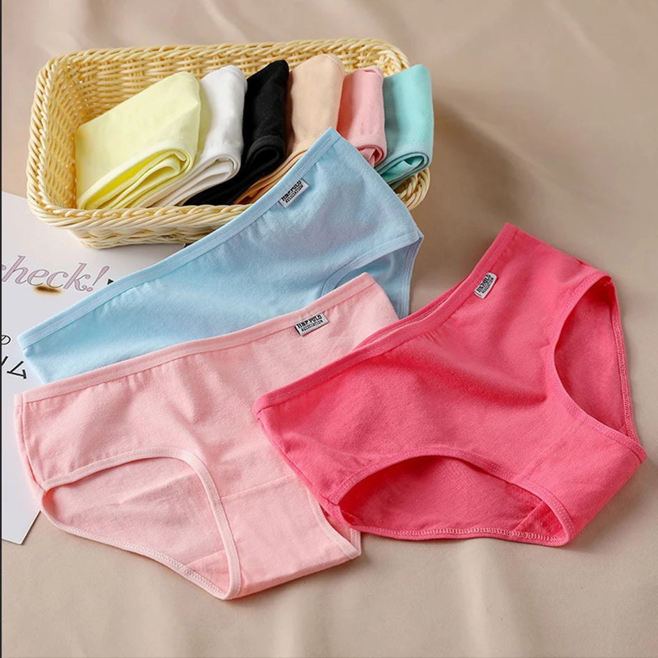 3Pc Set Candy Color Cotton Undergarments