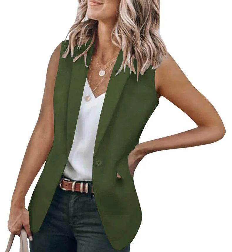 Sleeveless Solid Color Cardigan