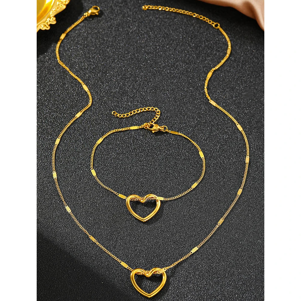 Twisted Heart Stainless Steel Jewelry Set