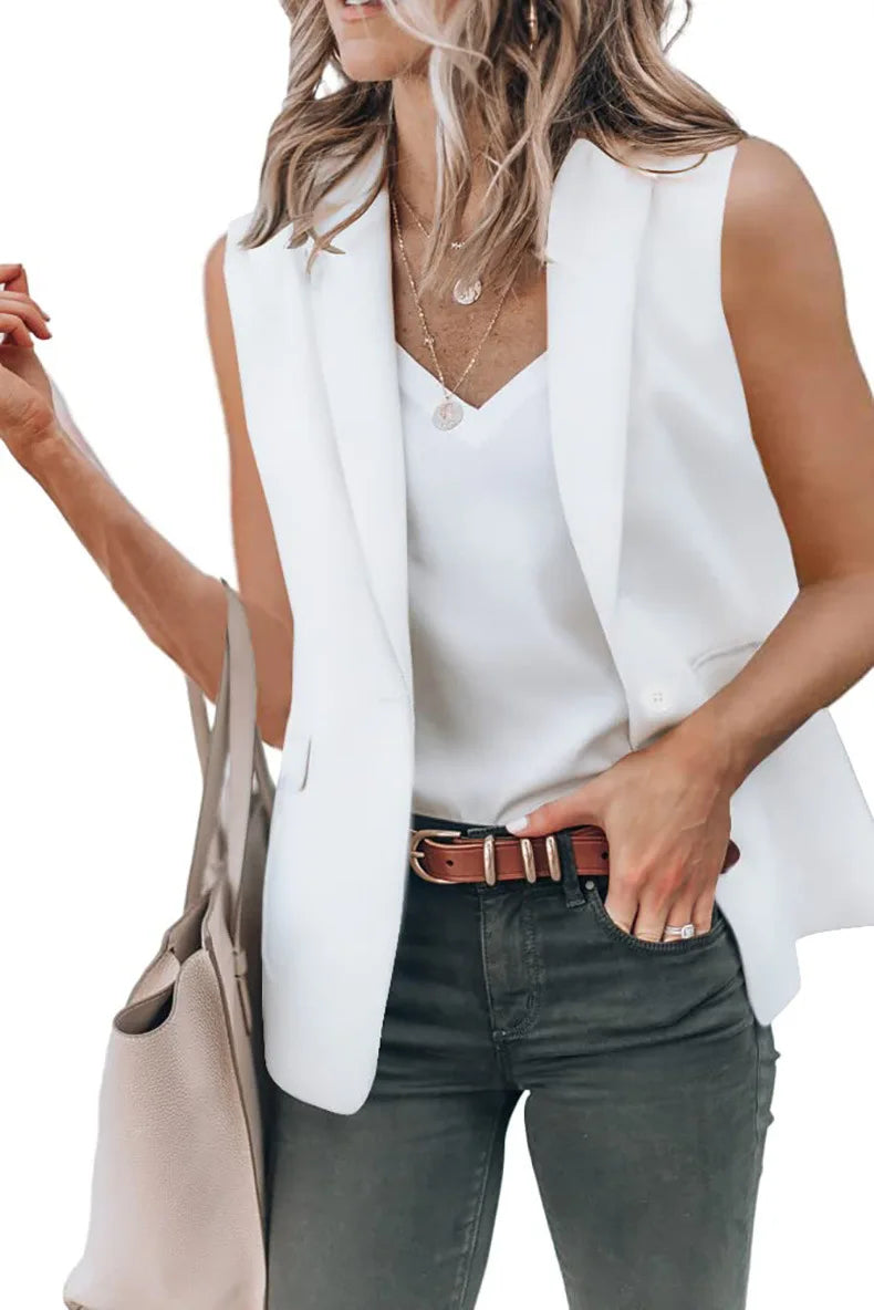 Sleeveless Solid Color Cardigan