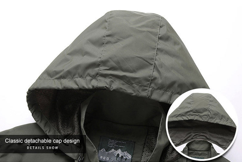 Men’s Tactical Waterproof Hooded Windbreaker Jacket