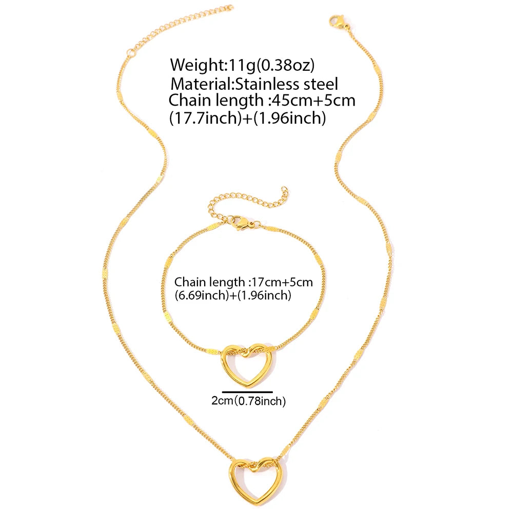 Twisted Heart Stainless Steel Jewelry Set