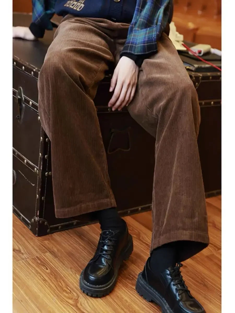 Retro High Waist Corduroy Pants