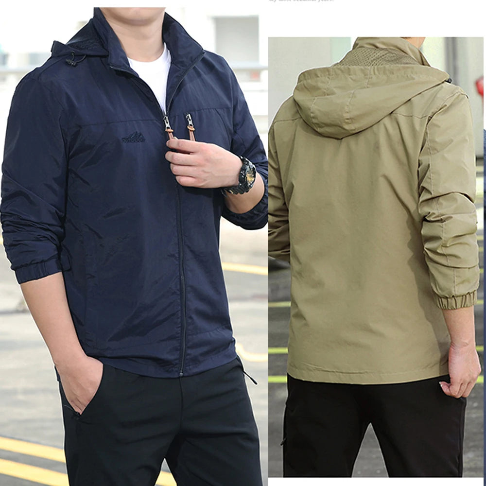 Men’s Tactical Waterproof Hooded Windbreaker Jacket