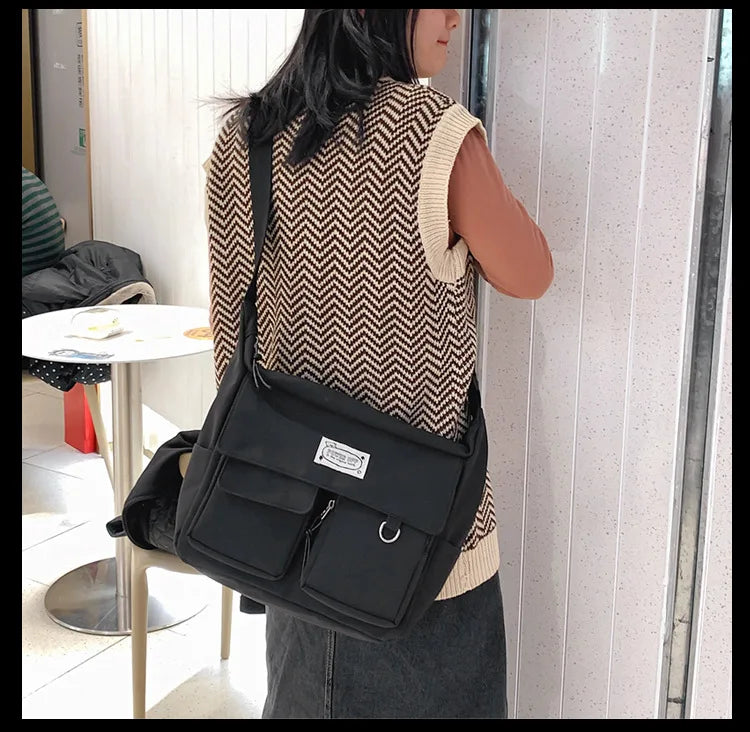 Korean Ulzzang Multi-Pocket Crossbody Bag