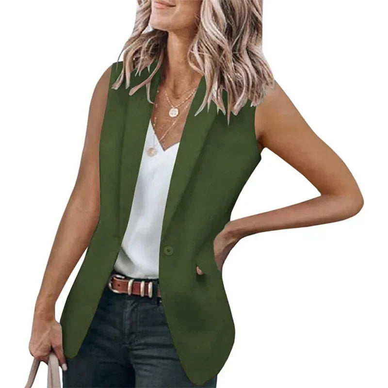 Sleeveless Solid Color Cardigan