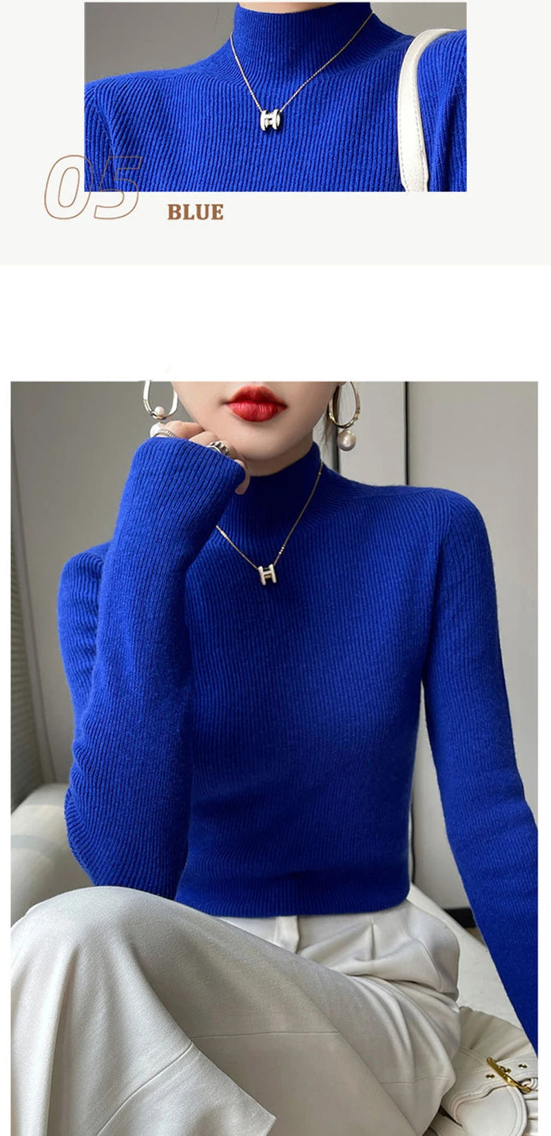 Half Turtleneck Knitted Sweater