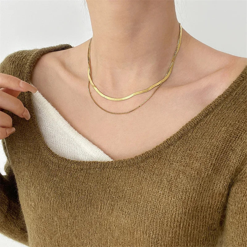 Trendy Gold Snake Chain Necklace