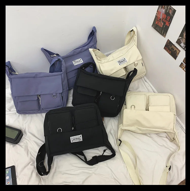 Korean Ulzzang Multi-Pocket Crossbody Bag