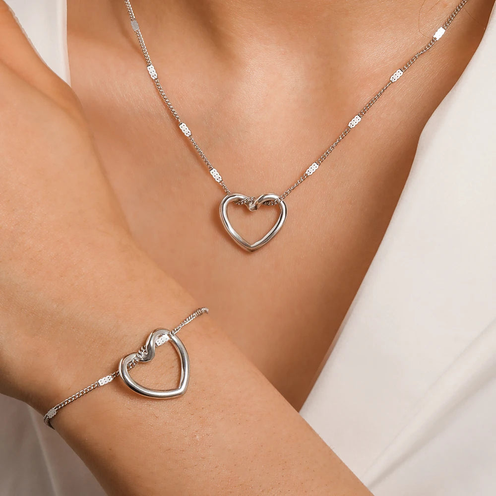 Twisted Heart Stainless Steel Jewelry Set