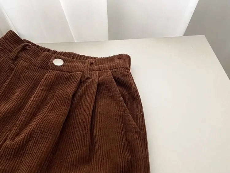 Retro High Waist Corduroy Pants