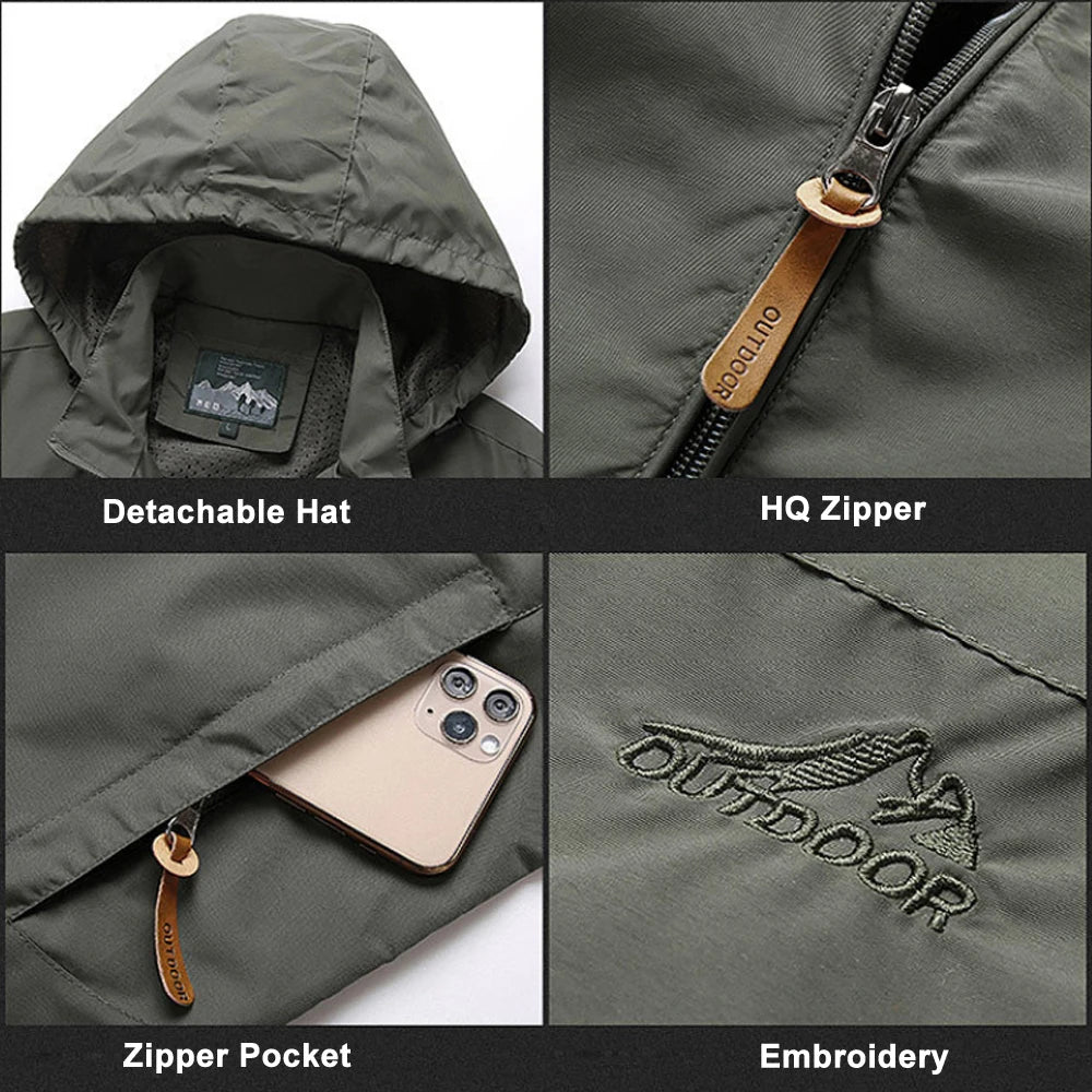 Men’s Tactical Waterproof Hooded Windbreaker Jacket