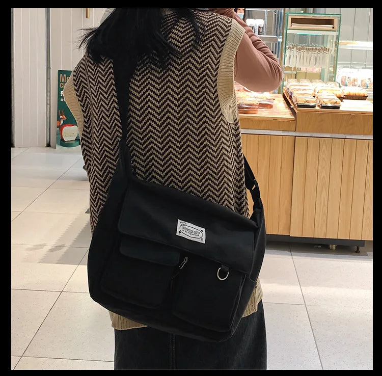 Korean Ulzzang Multi-Pocket Crossbody Bag