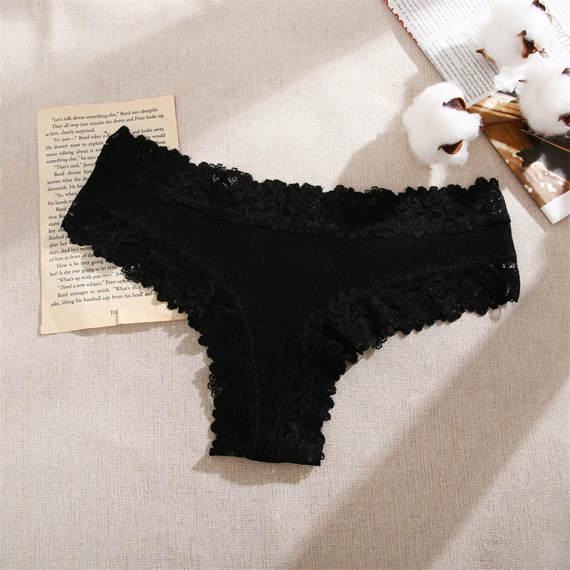 3Pc Cotton Lace Briefs Set