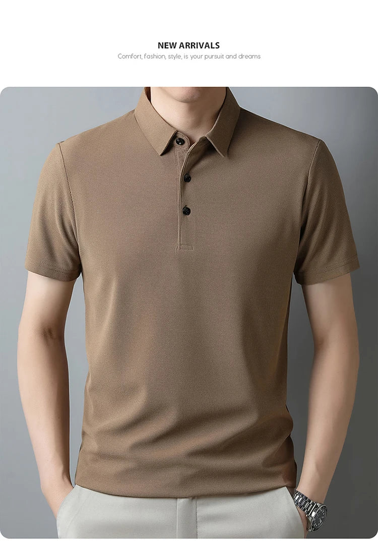 Men's Waffle Casual Knit Polo Shirt