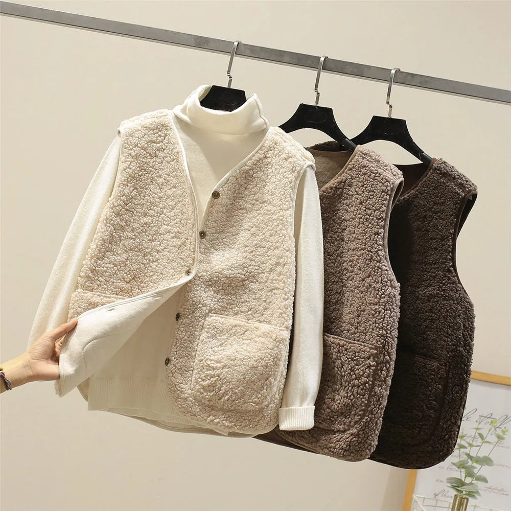 Lamb Wool Sleeveless Jacket