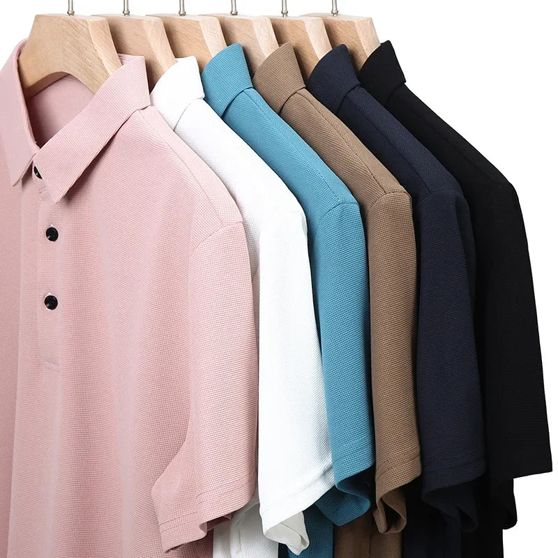 Men's Waffle Casual Knit Polo Shirt