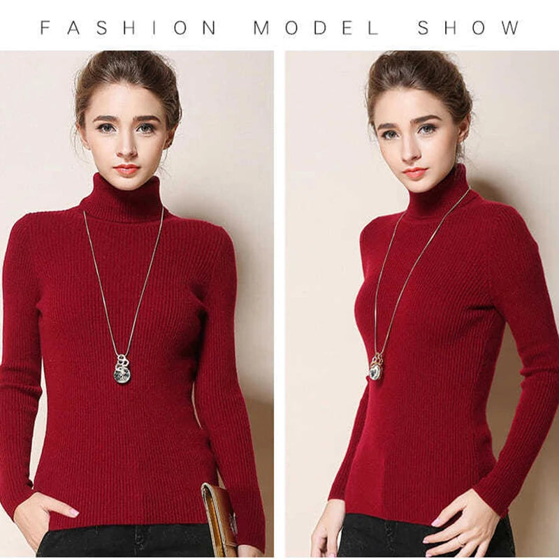 Women's Casual Turtleneck Knit Sweater