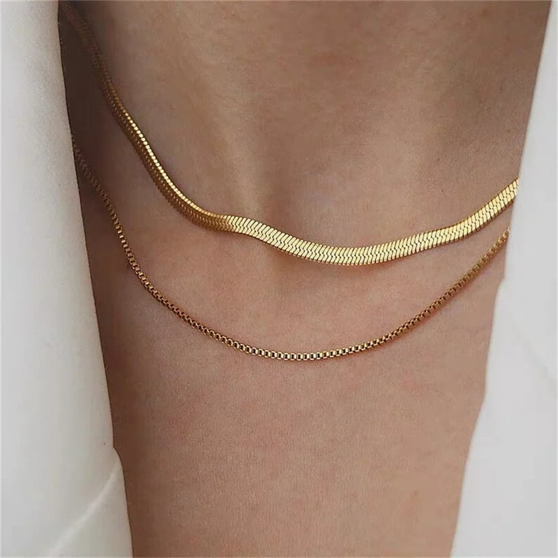 Trendy Gold Snake Chain Necklace