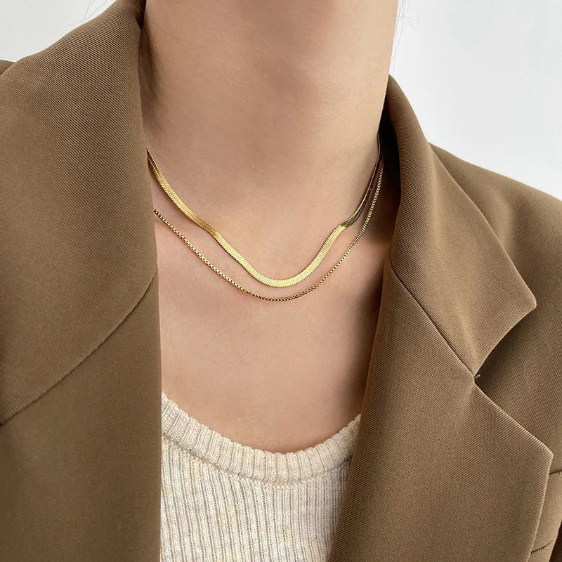 Trendy Gold Snake Chain Necklace