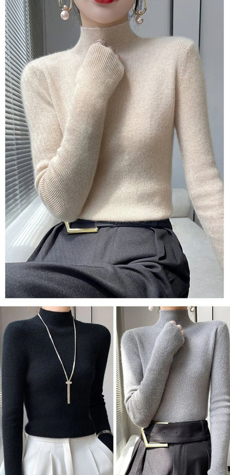 Half Turtleneck Knitted Sweater