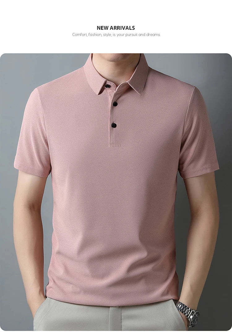 Men's Waffle Casual Knit Polo Shirt