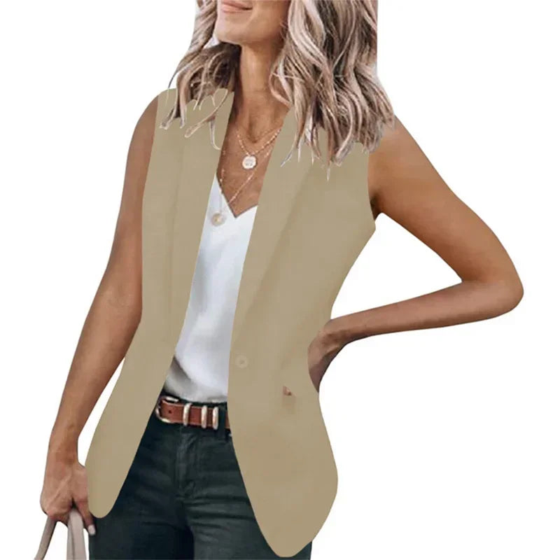 Sleeveless Solid Color Cardigan