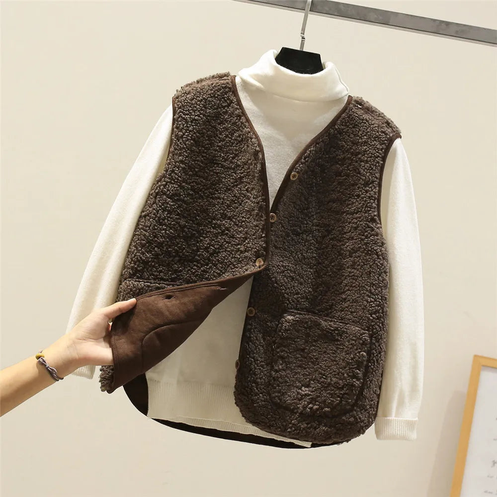 Lamb Wool Sleeveless Jacket