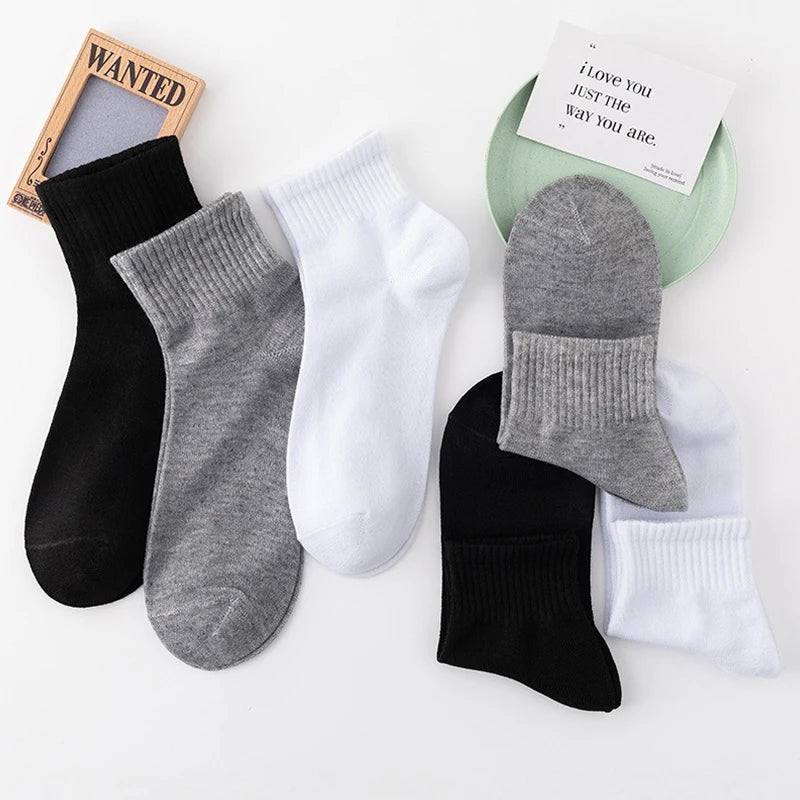 5 Pairs Unisex Solid Color Cotton Mesh Socks