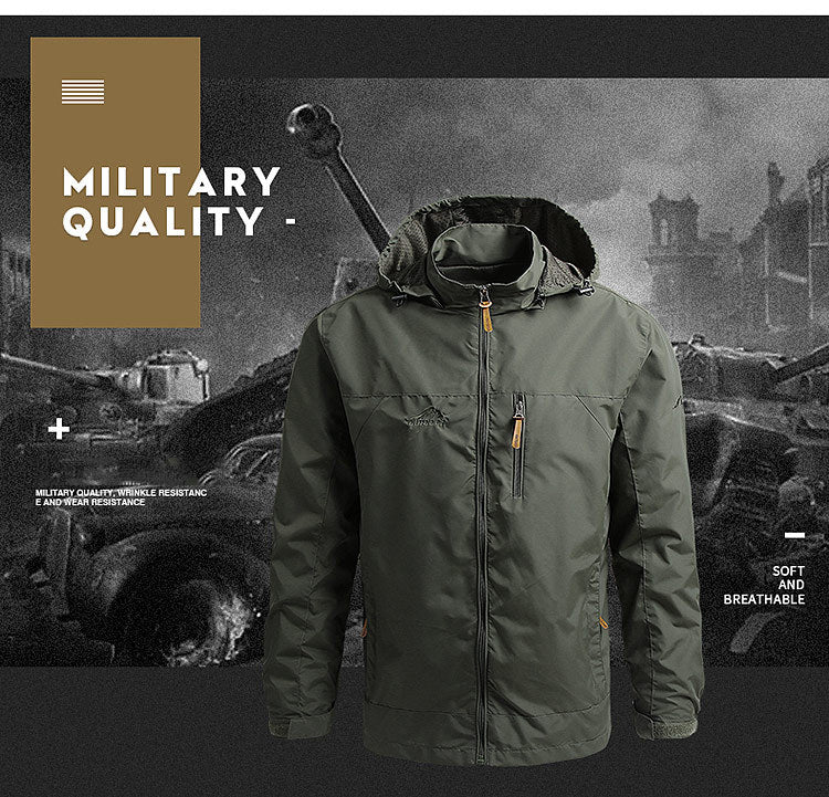 Men’s Tactical Waterproof Hooded Windbreaker Jacket