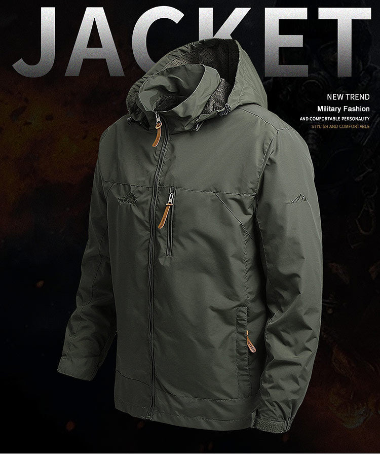 Men’s Tactical Waterproof Hooded Windbreaker Jacket