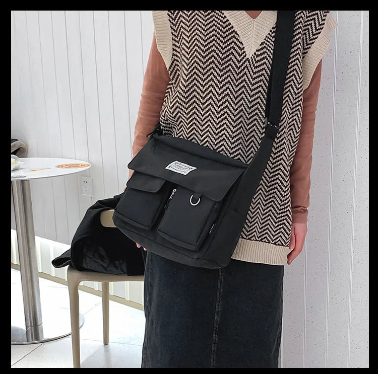 Korean Ulzzang Multi-Pocket Crossbody Bag