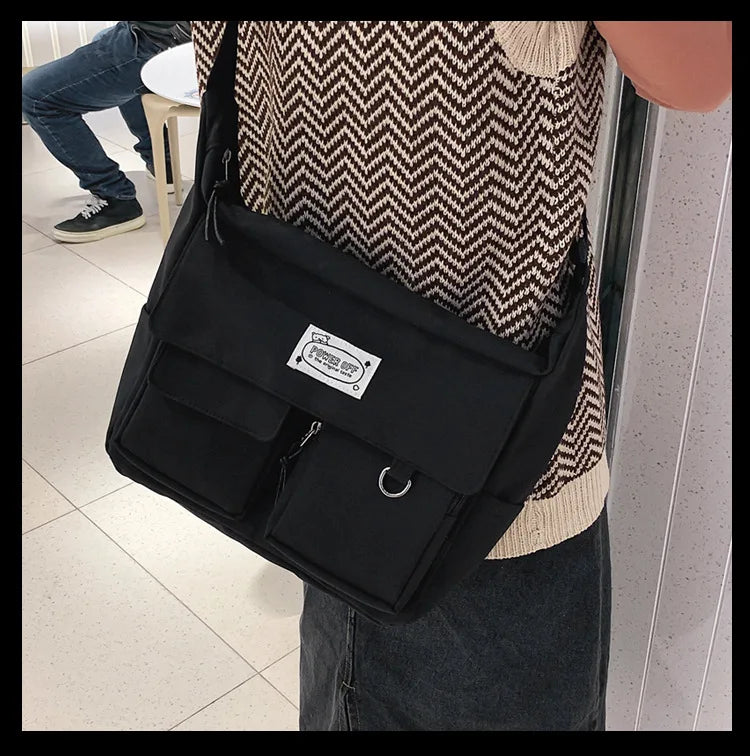 Korean Ulzzang Multi-Pocket Crossbody Bag