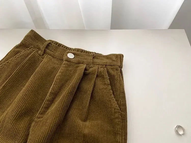 Retro High Waist Corduroy Pants