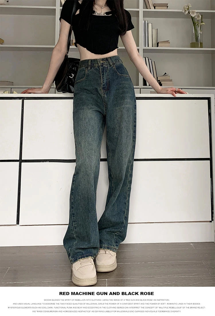 High-Waisted Wide Leg Jeans