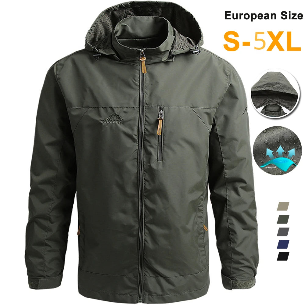 Men’s Tactical Waterproof Hooded Windbreaker Jacket